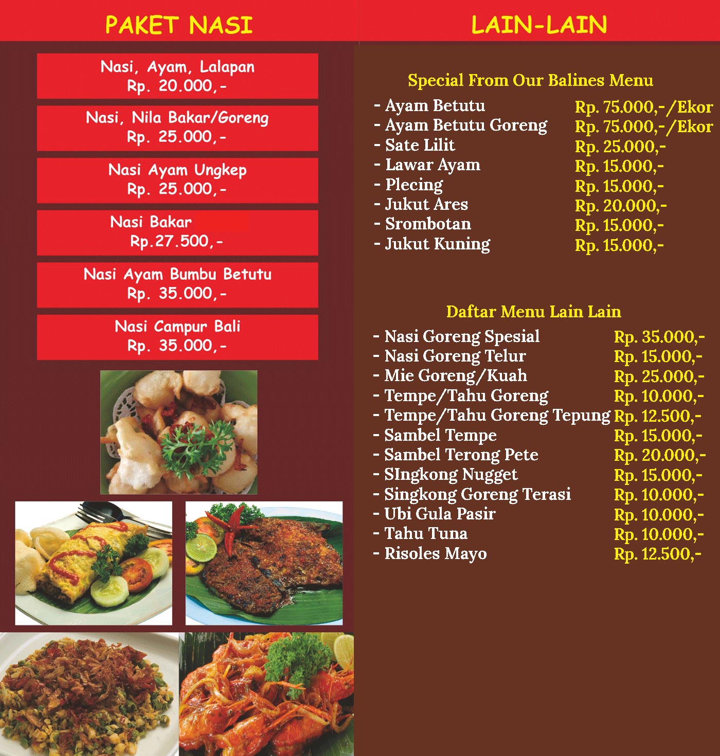 Daftar Menu Yogyakarta - Bale Bengong Resto